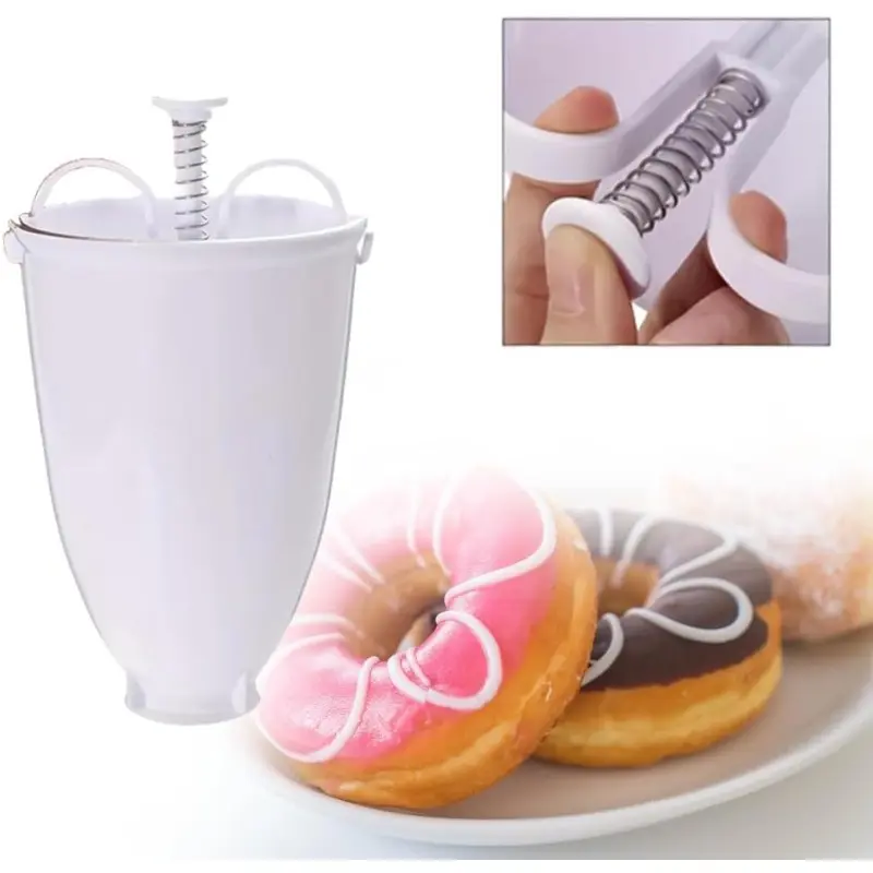One hand Donut Maker Manual Donut Maker Plastic Doughnut Machine Mold Biscuit Donuts Donut-Depositor Made Waffle Dispenser Donuts Kitchen Pastry Making Bake Ware Baking Tool