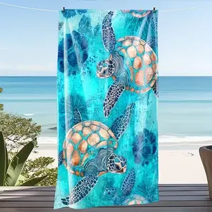 Beach Towel with Vivid Turtle Print, Ultra Soft Quick-Dry Microfiber, Multi-Use for Yoga, Swimming, Fitness, Camping, Sand Bath