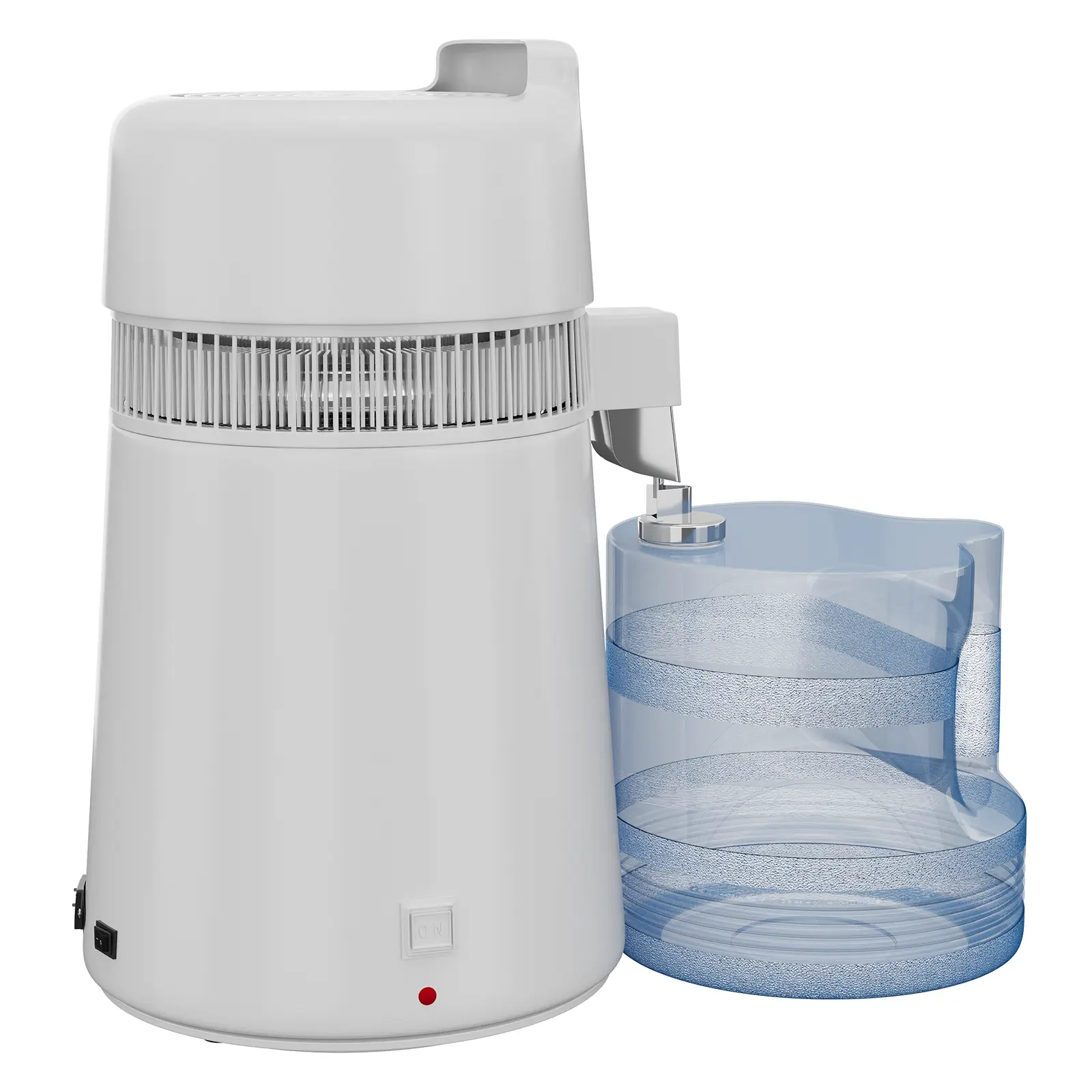 Countertop Water Distiller Machine, 750W/900W Water Purifier with 304 Stainless Steel Interior, 4L or 6L Capacity, Glass or Plastic Container, Approx. 1L/Hour Output, Auto Shutoff & Cooling Fan for Home, Office, Dental Lab, CPAP and Humidifier Use
