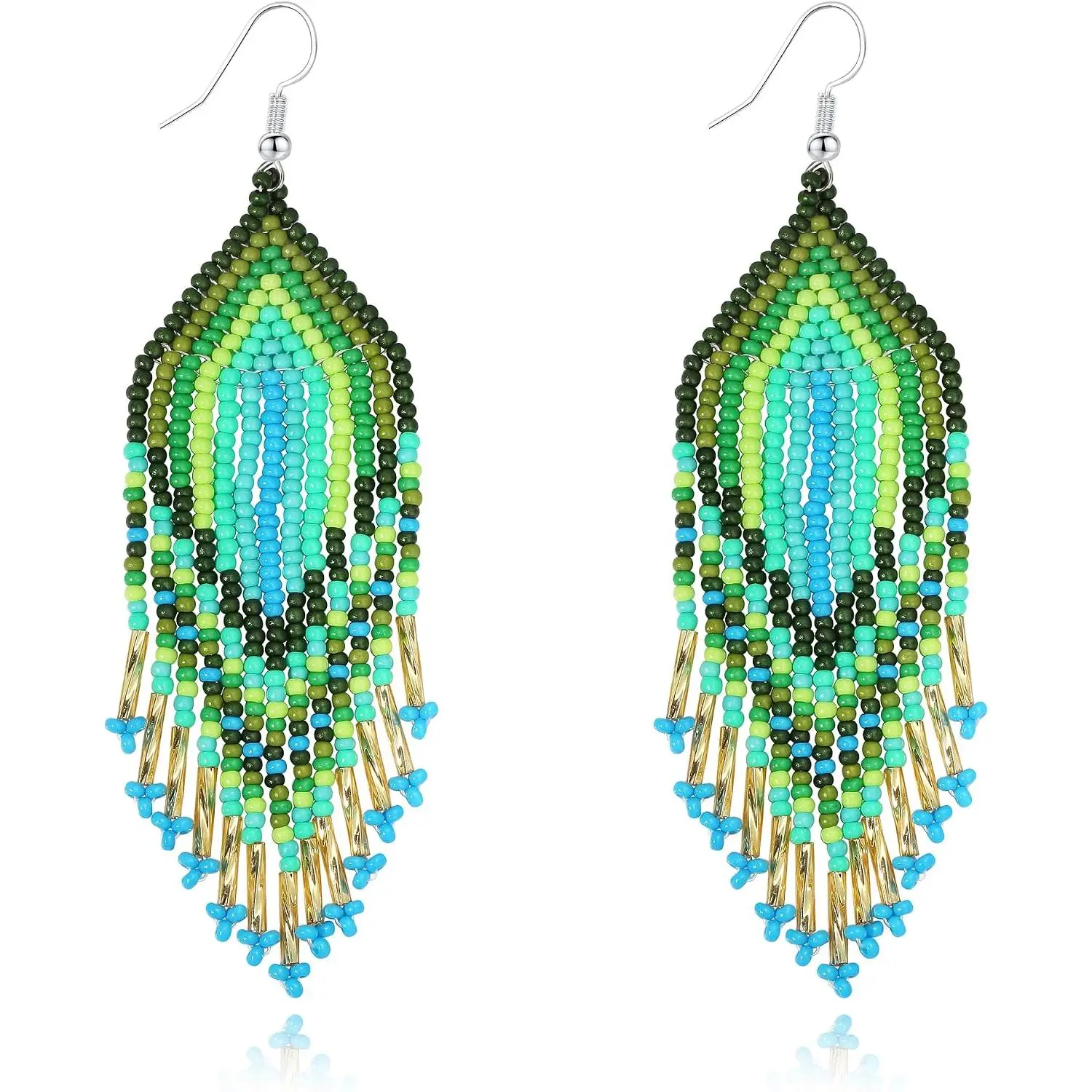 Bohemian Large Long Tassel Beaded Earrings  Boho  Statement Big Fringe for Women
