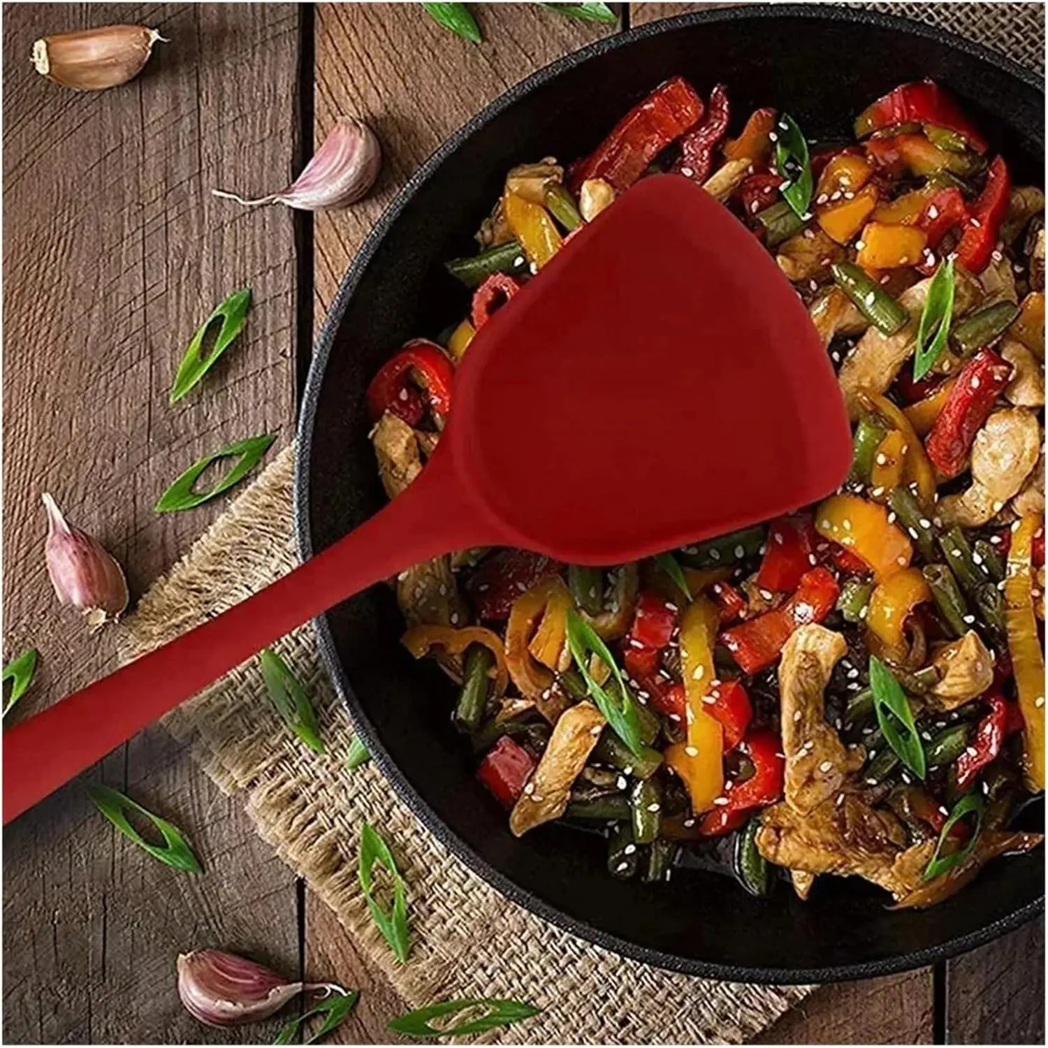 Silicone Spatula All-In-One Kitchen Wok Spatula, Food-Grade Non-Stick Cookware, High-Temperature Resistant, Daily Use Cooking Tool