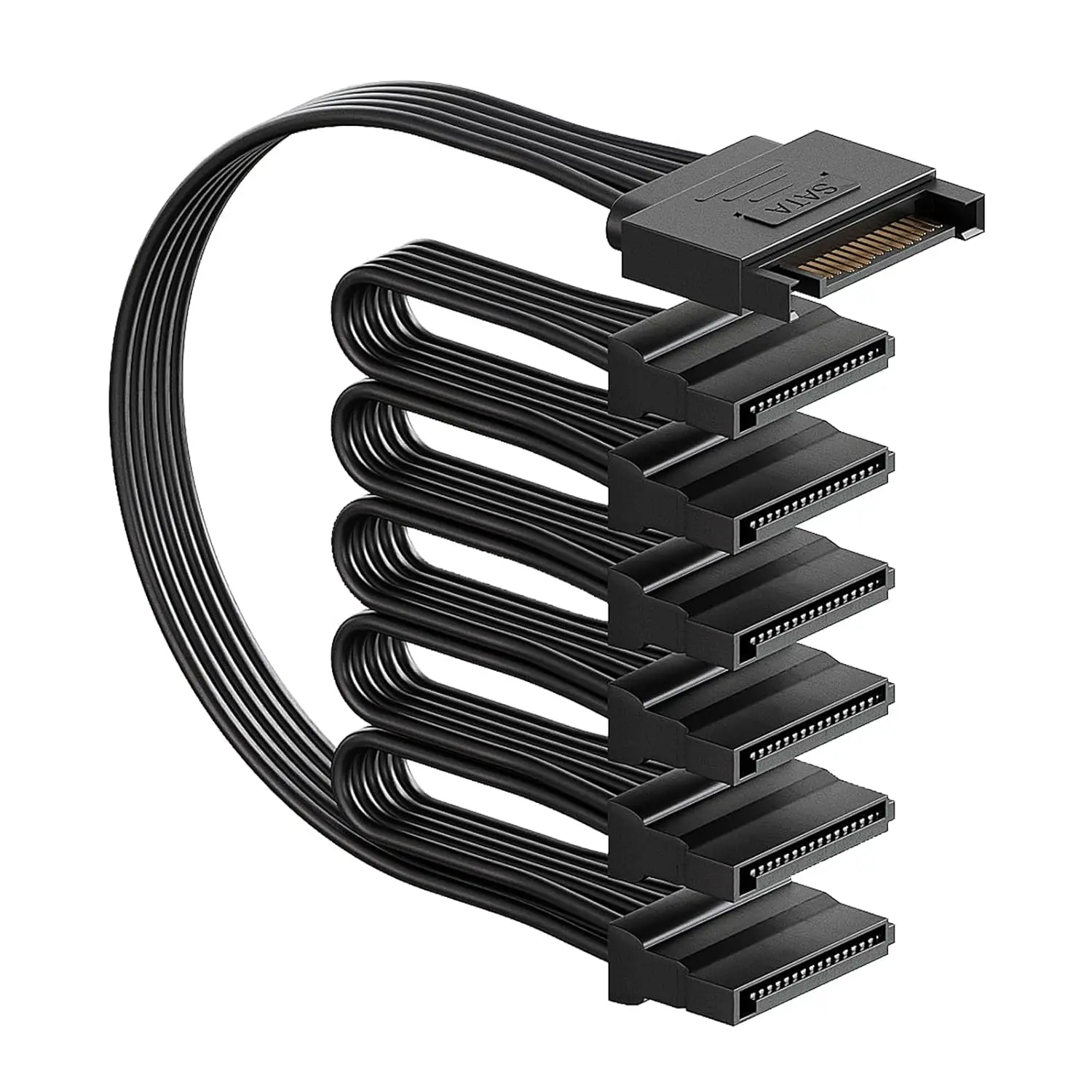 sata Power Splitter Cable 6 Way 15 Pin SATA to 6 for HDD SSD Optical Drives sata Power Connector Supply Extension Cable Black