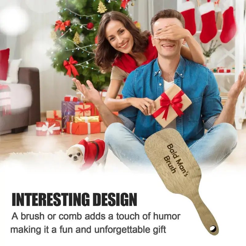 Hilarious Wooden Prank Brush Bristleless Grooming Tool Gag Gift For Him Novelty Office Humor Present Quirky Desk Accessory Stocking Stuffer White Elephant Christmas Secret Santa Joke Item