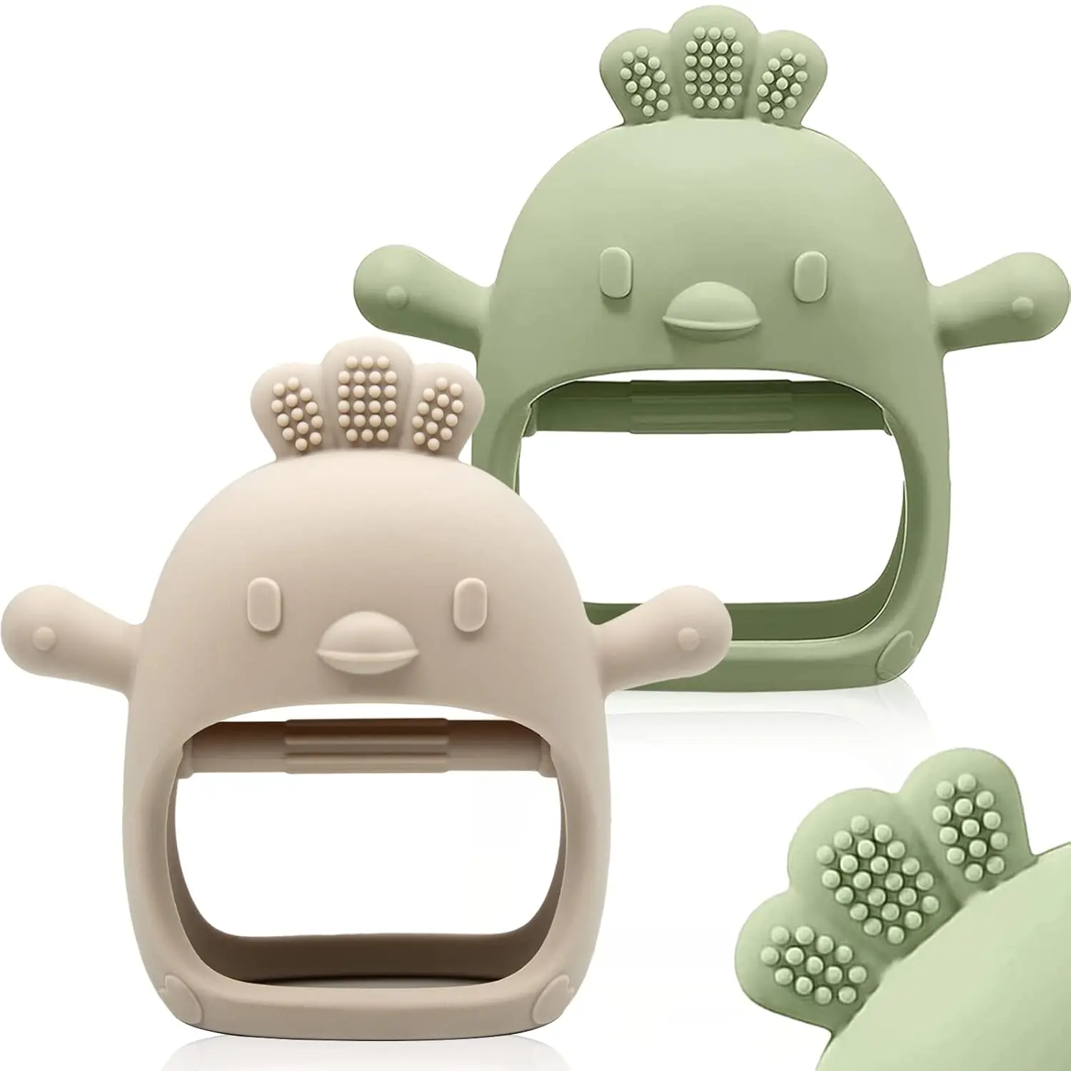 2 Pack Baby Teething Toy Silicone Teething Mitten  Babies Over 3 Months Anti Dropping Wrist Hand Teethers Baby Chew Toys  Sucking Needs, BPA Free