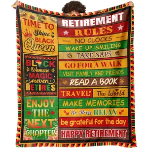 African American Retirement Gift for Woman, Retirement Blanket for Black Women 2026, Going Away Goodbye Present for Mom Teacher Nurse Throws Blankets 60"x50"
