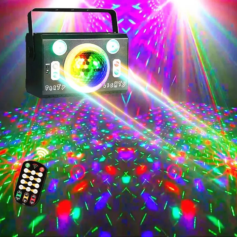 Party Lights DJ Disco Lamp Dance RGB multi-pattern Dynamic strobe sound controlled stage lights with remote and DMX control Family Party Club Bar Holiday Wedding Birthday Christmas Music Performance Dance Carnival atmosphere lights