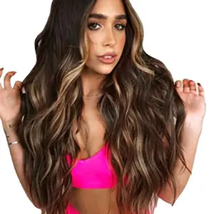 Brown Gold Long Wavy Rose Net Wig Euro American 26 to 28in