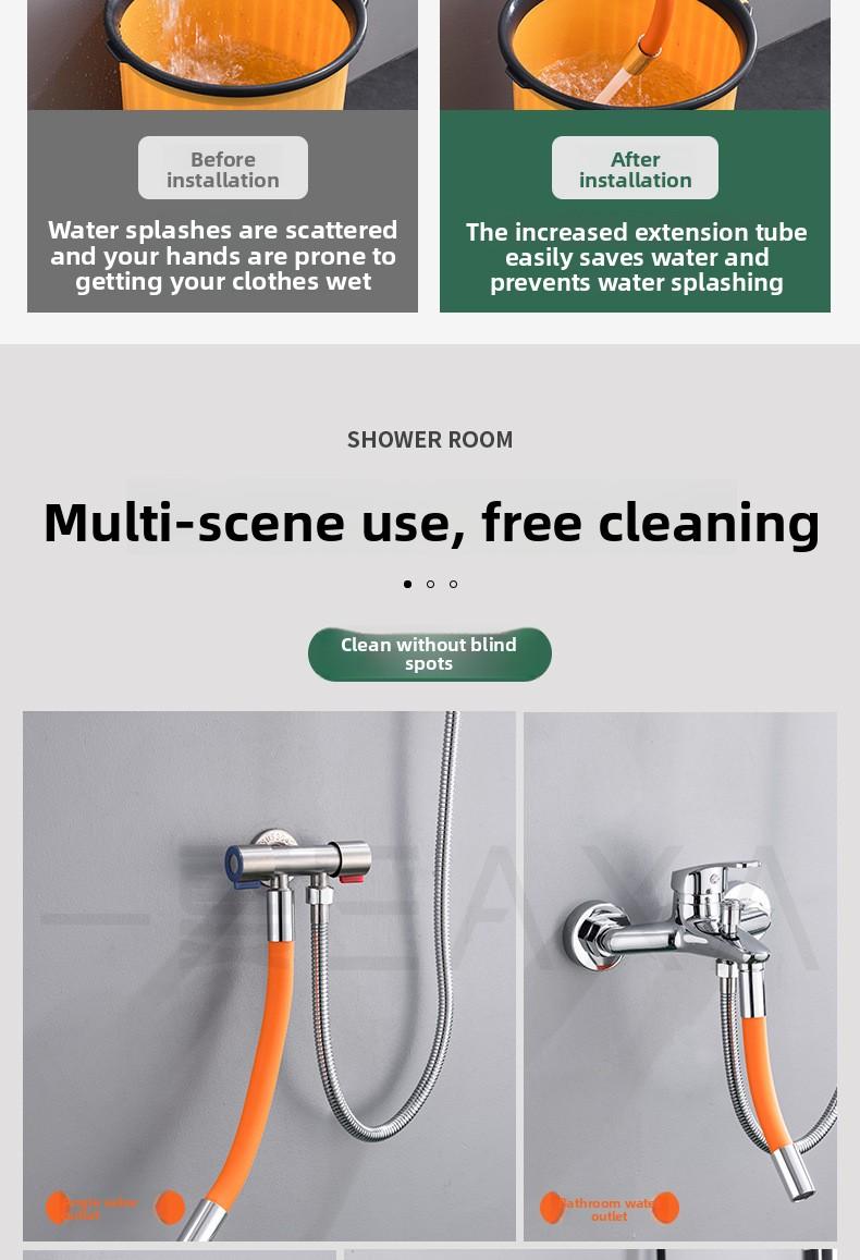 Universal Flexible Faucet Extender Tube with 360° Swivel Anti Splash Water Supply Hose Bendable Shape Holding Extension Pipe