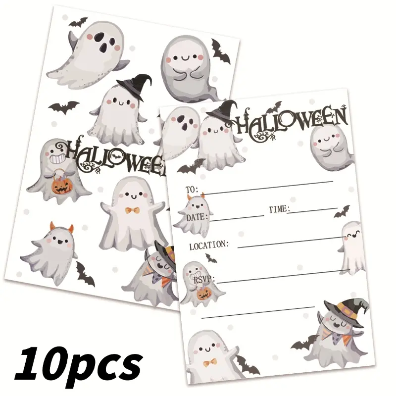 Halloween Party Cartoon Pumpkin Ghost Invitation Card - Halloween Skeleton Pattern Card