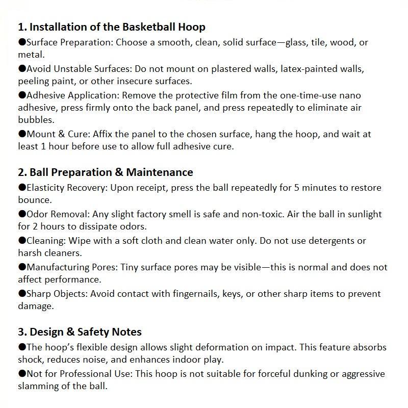 Quiet Indoor Ball Set - Noiseless  with Basket for  Play -   Hoop (Mount Only on Smooth, Secure Surfaces Like Glass, Tile, Wood, Metal; Do Not Mount on Unstable Walls Such As Plastered Or Latex-painted Surfaces) indoor silent basketball