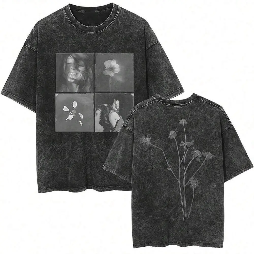 Ariana Grandes Petal Oversized T Shirt Washed Vintage 100% Cotton Hiphop Streetwear AG1