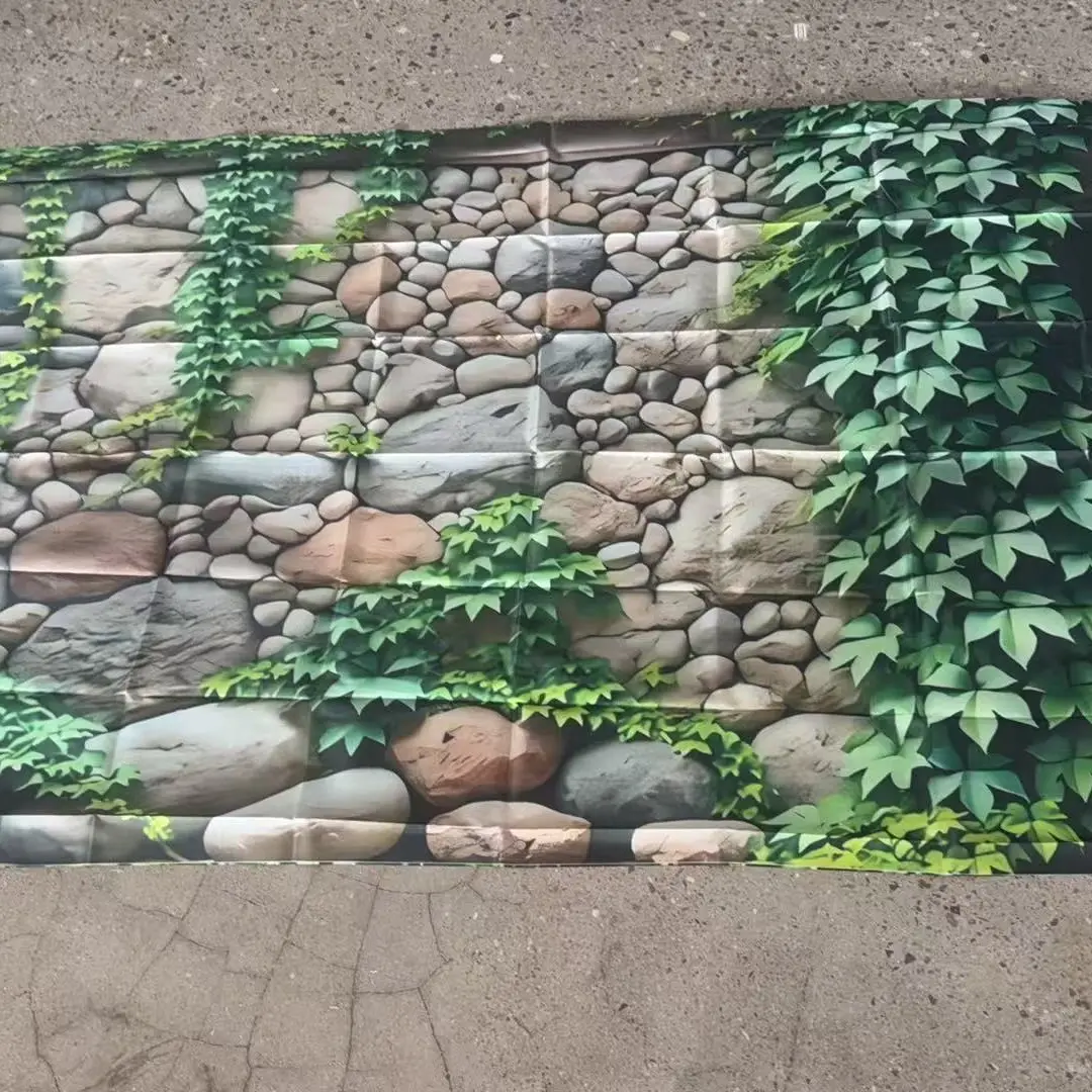 2D Flat Banner, Polyester Background, Vines and Stone Texture, Durable Outdoor Photography and Garden Decor, Spring Festival Ideal Choice