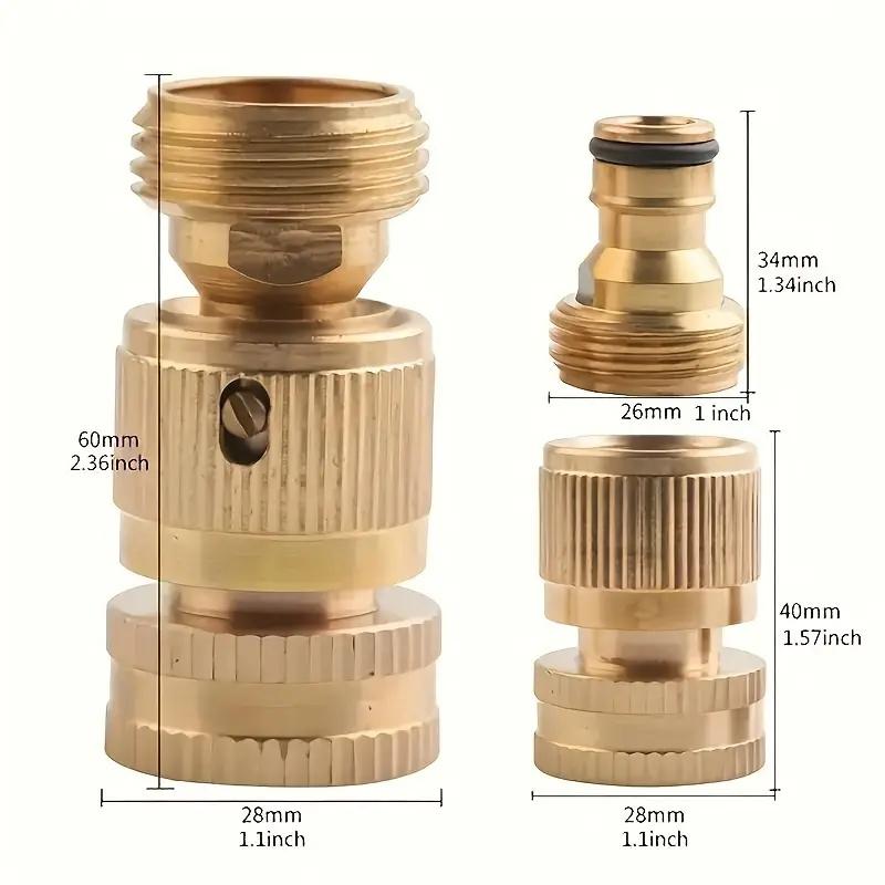 Brass Garden Water Hose Quick Connect Set, 4 Counts/set Garden Hose Connector Adapter, Garden Hose Connector Adapter for Outdoor Lawn and Gardening Use #GLOBAL PICKS