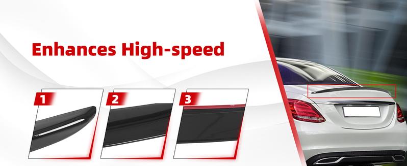 Rear Trunk Spoiler Lip Compatible with 2015-2021 Mercedes Benz C Class W205 C200 C300 Sedan Gloss Black Painted Tail Wing Duckbill Spoiler