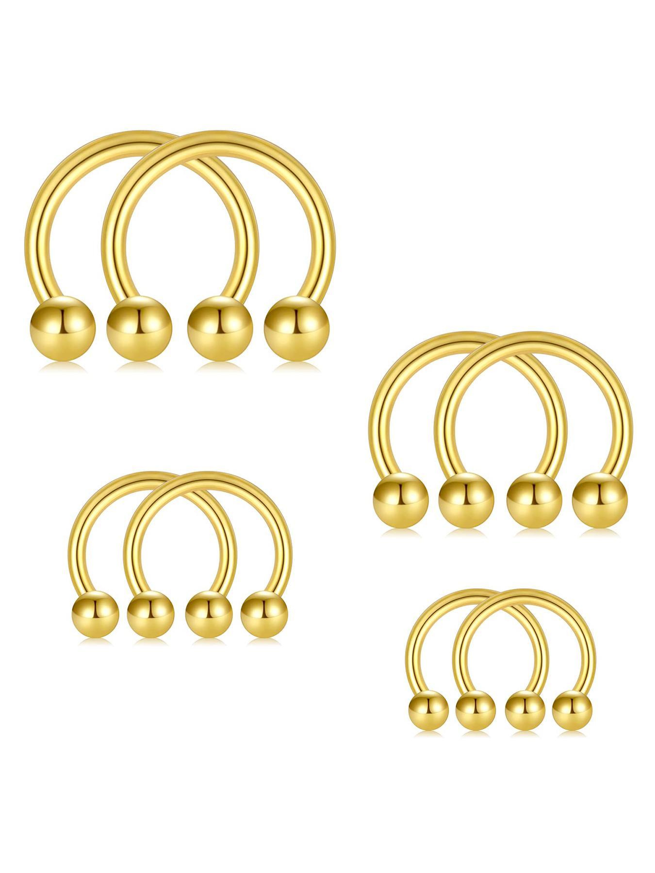 8pcs Classic Fashionable Stainless Steel Circular Horseshoe U-shaped Nose Ring, Septum Ring, Cartilage Earring, Lip Ring, Eyebrow Ring, Inner Diameter 6mm, 8mm, 10mm, 12mm, Fashion Body Jewelry 8pcs Classic Fashionable Stainless Steel Circular Horseshoe U-shaped Nose Ring, Septum Ring, Cartilage Earring, Lip Ring, Eyebrow Ring, Inner Diameter 6mm, 8mm, 10mm, 12mm, Fashion Body Jewelry