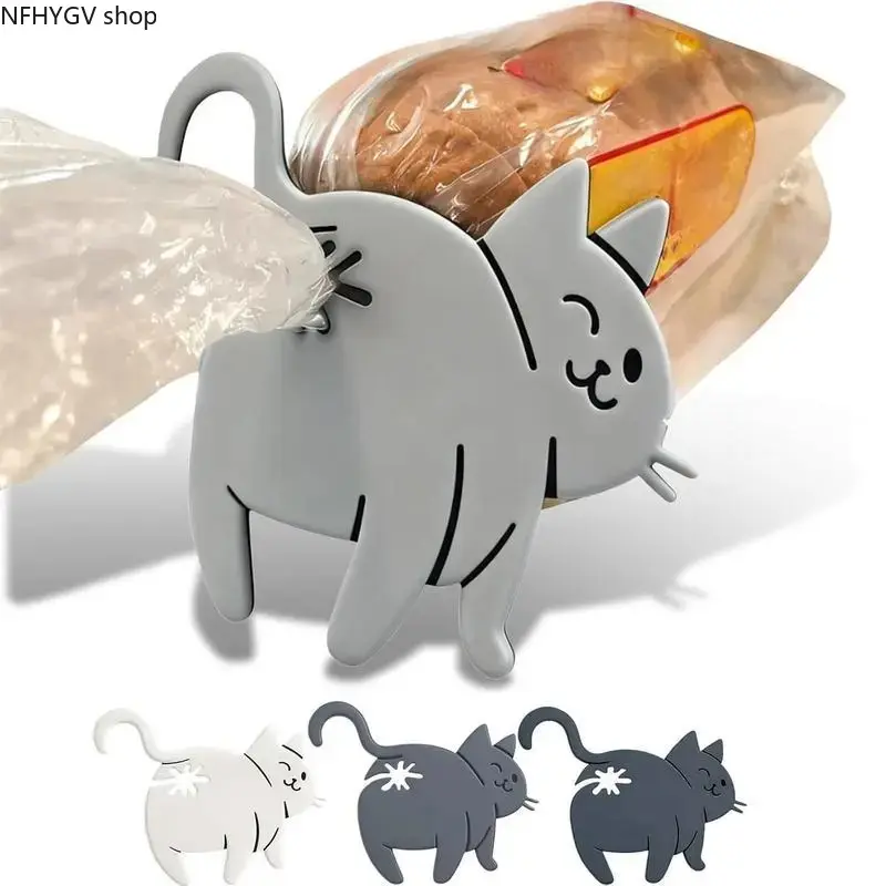 Cute Animal Cat Butt Shape Sealing Clips 3 Pack Made Of Lightweight Plastic, Multi-Purpose Kitchen Utensil For Pantry Food Storage, Playful Household Decor Gadget Perfect For Sealing Bread Packages And Holiday Housewarming Gift Styling