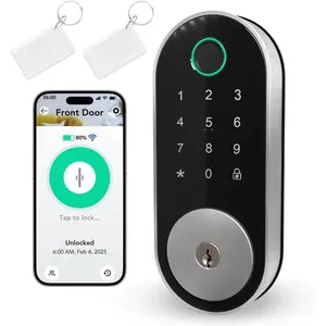 -in WiFi Fingerprint  Deadbolt with Keypad - Keyless Entry Lock for , Airbnb, Rental, /Seniors, Remote App Access, Auto Lock, DIY Setup (No Gateway Needed), Alexa &  Compatible