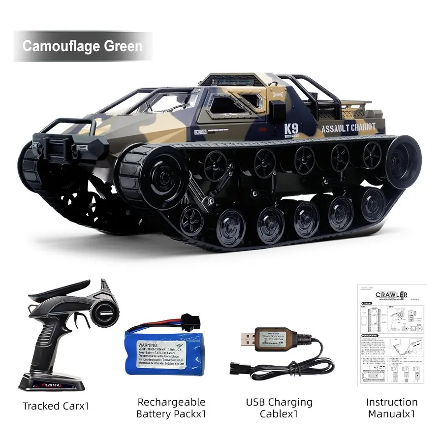 2.4GHz Remote Control High-Speed Drift Car, Full-Scale RC Tracked Off-Road Camouflage Vehicle, LED Lights, Multi-Terrain, Easy Hill Climbing, Boy's Birthday Gift