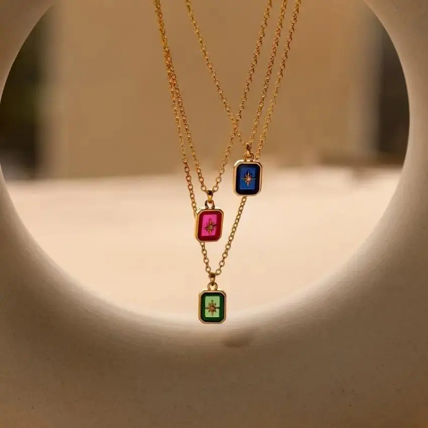 North Star Birthstone Necklace Celestial Pendant With Custom Gemstone, Minimalist Jewelry For Daily Wear And Occasions, Polished Finish Symbolic Star Design