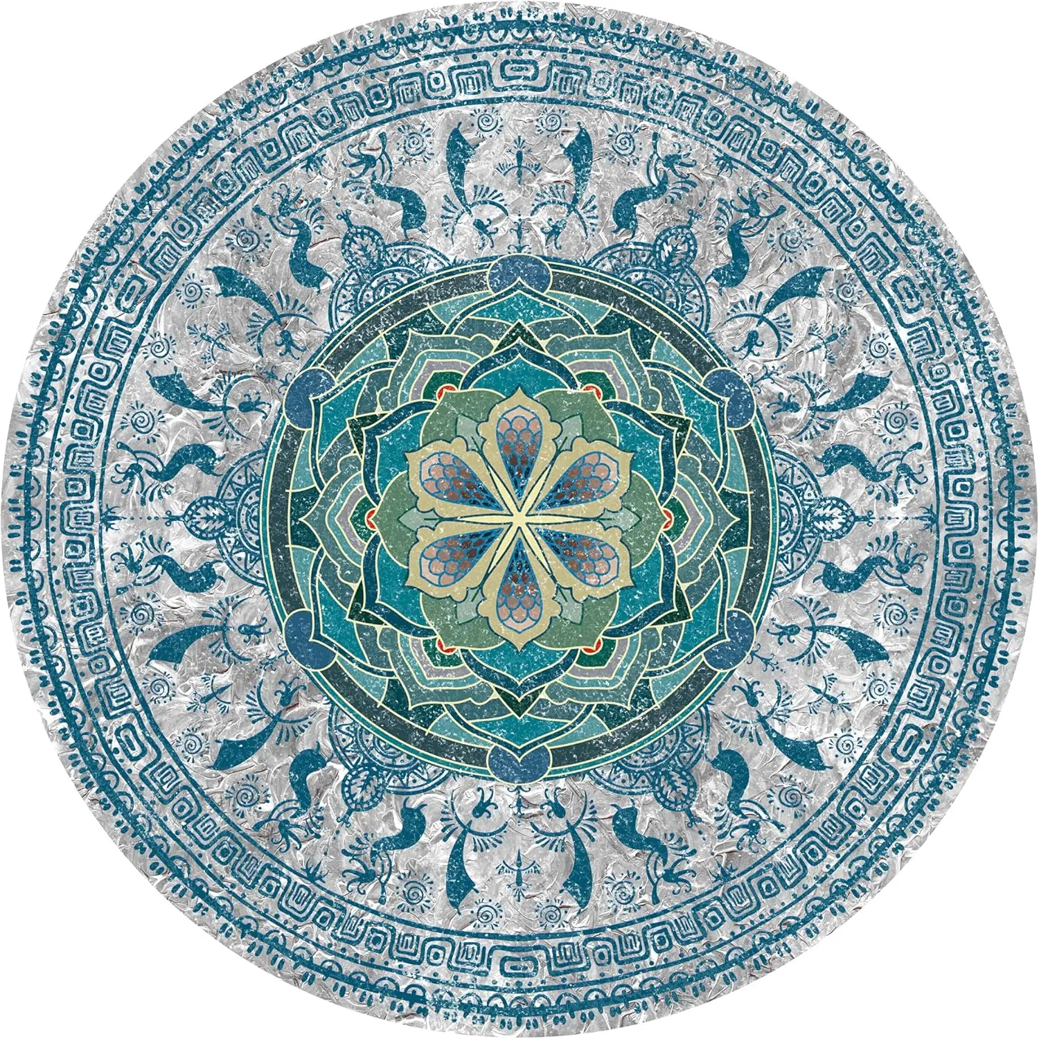 Large Round Yoga Mat 4.6'X3.5mm for Exercise  Extra Thick, Ultra Comfortable, Non Slip, Meditation Mat