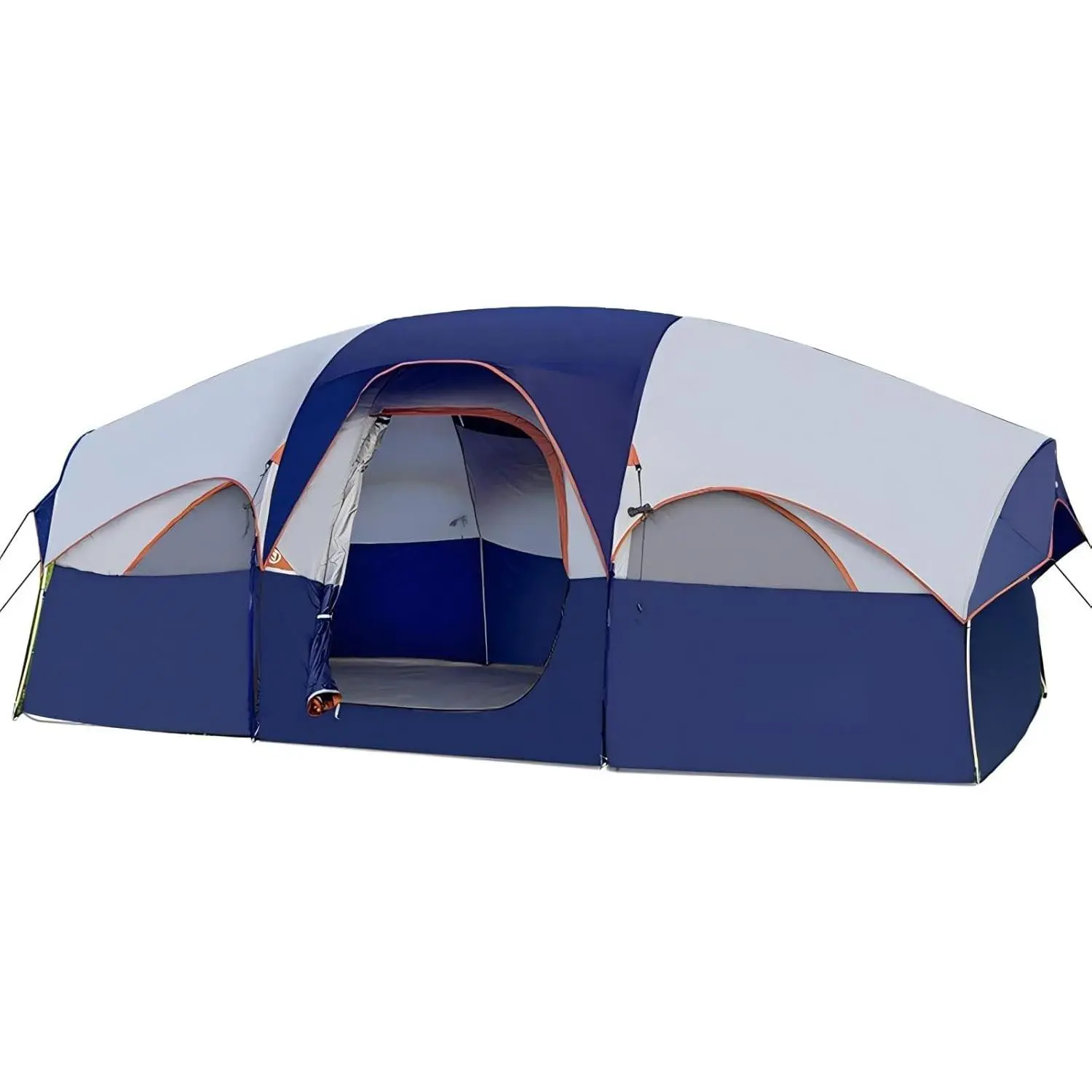 CP Tent 8 Person Camping Tents, Weather Resistant Family Tent, 5 Large Mesh Windows, Double Layer, Divided Curtain  Separated Room, Portable with Carry Bag