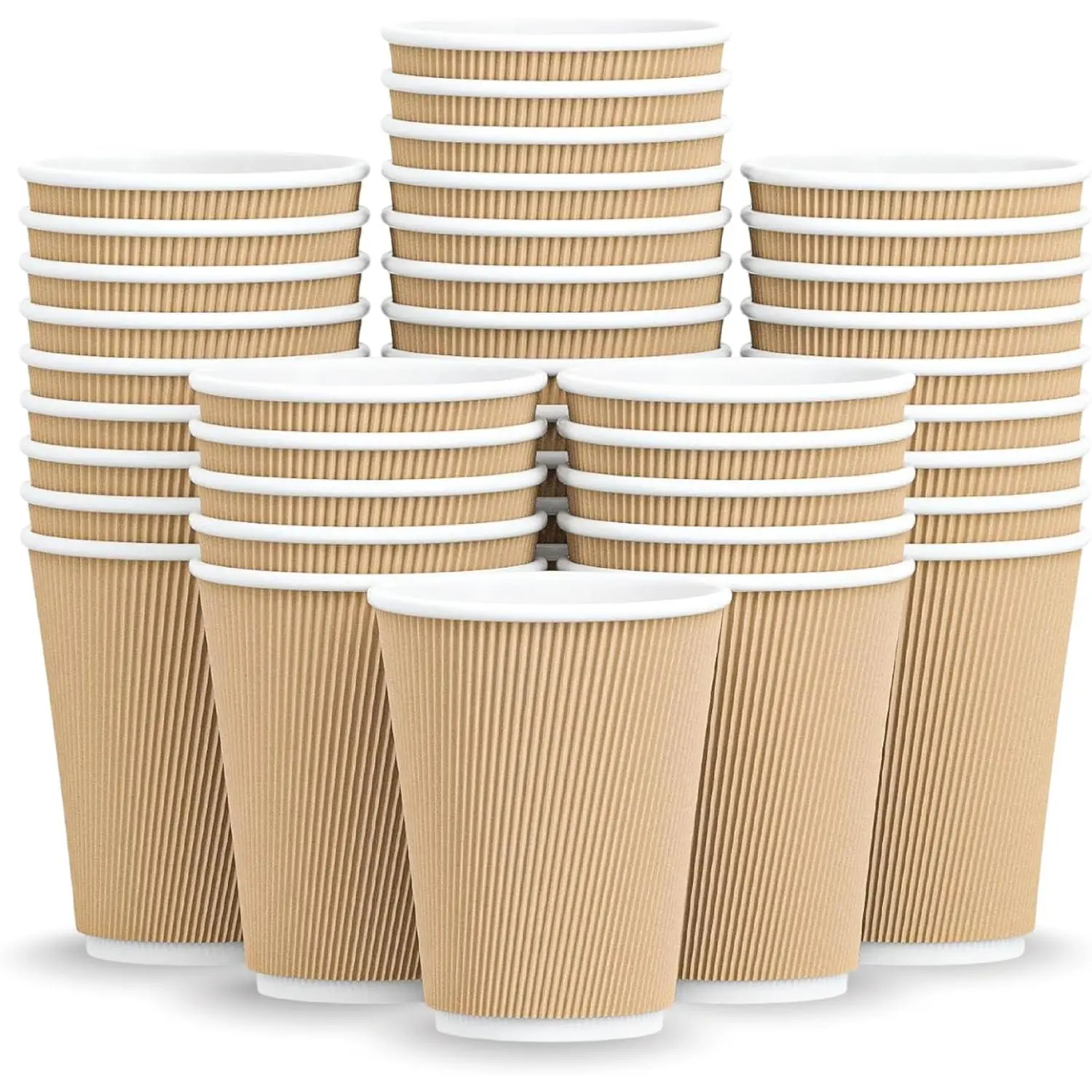 12 oz Disposable Coffee Cups | Pack of 100 Triple Wall  Insulated Hot Paper Cups |Leak Resistant To Go Coffee Cups | No Sleeve Needed | Heavy Duty Disposable Cups for Coffee  Hot
