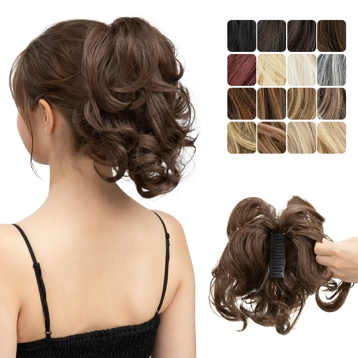 Women's Short Curly Ponytail Hair Extension – Adjustable Clip-in Fluffy Natural Hairpiece