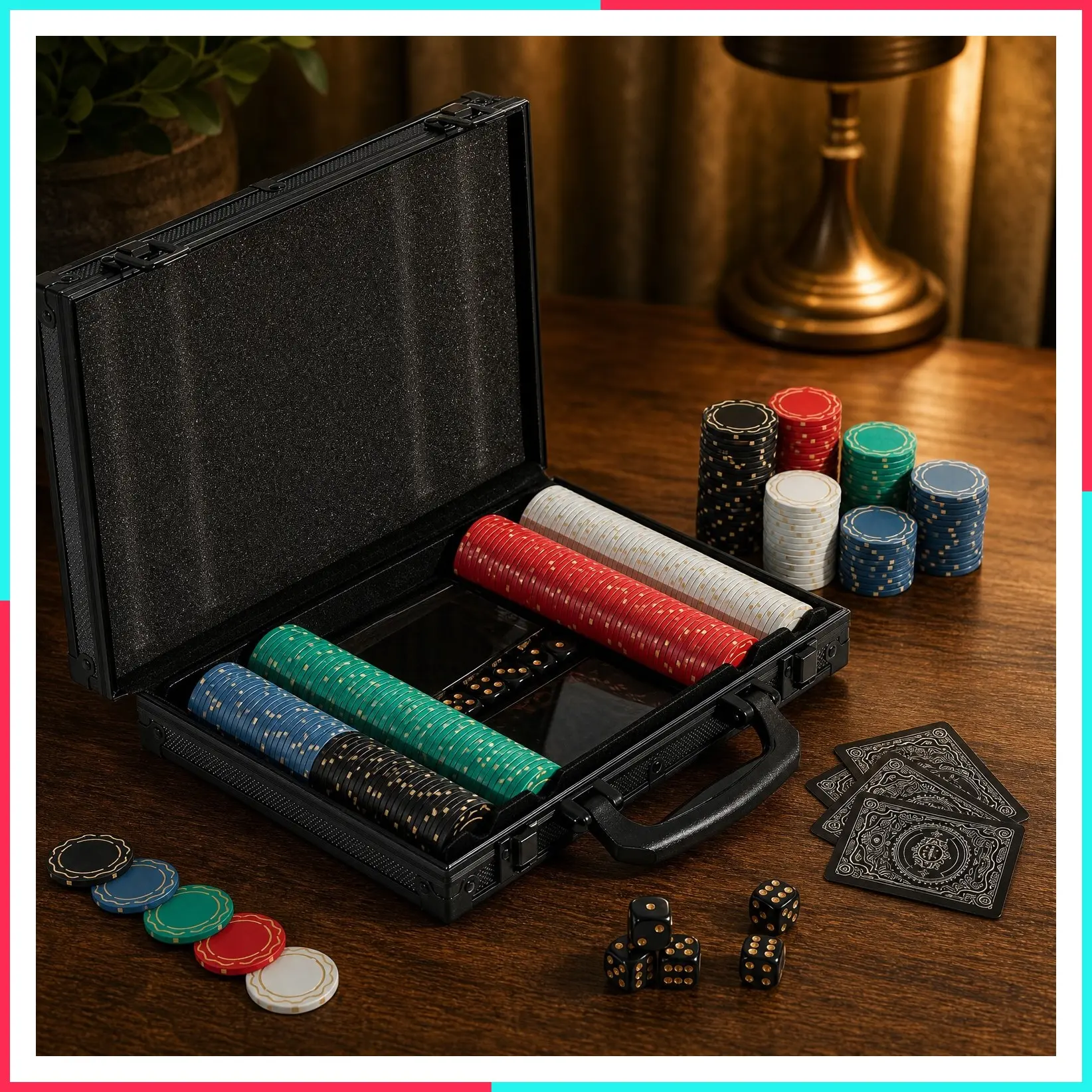 Gold Dark 11.5 Gram Poker Chip Set with Black Aluminum Case, Modern Design for Texas Hold'em, Casino Game Nights, Poker Parties (200pcs Blank)