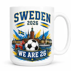 Sweden Soccer Fan Ceramic Mug 11oz/15oz, 2026 Match Day Coffee Cup, Game Day Drinkware Gift for Men Women, Six Colors Available