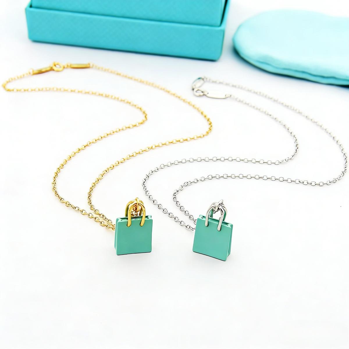 T's Blue Women's Handbag Pendant Necklace Simple and Versatile Perfect Gift