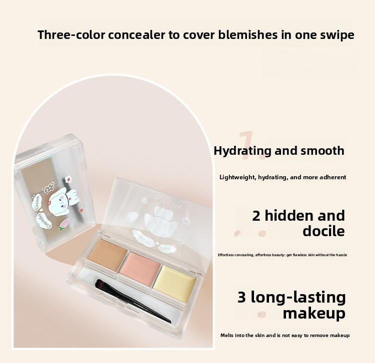 armosu three-color concealer is waterproof and covers spots, acne marks, dark circles, and enhances complexion