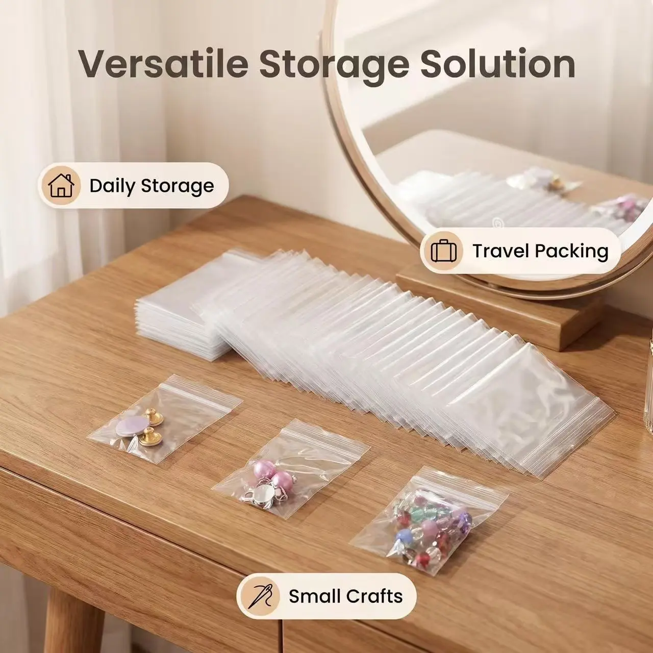1000 plastic （2.36*1.57in）sealed bags, grip sealed bags, small Reusable Clear Plastic sealed transparent plastic bags, reusable type, suitable for screws, gaskets, accessories, Resealable Packaging, Storage Pouch