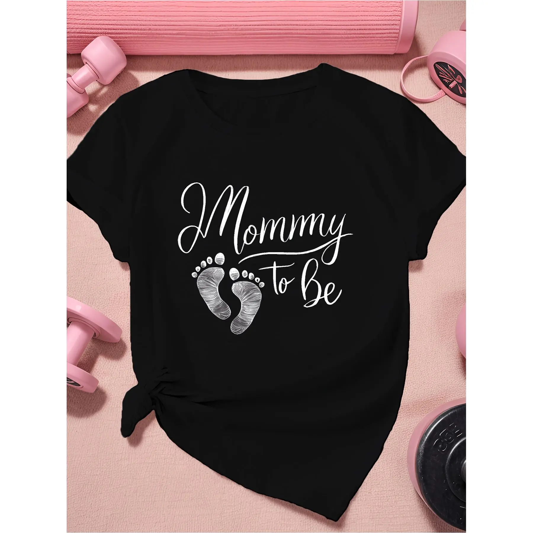 Pregnancy Mommy TO BE Women'S Short Sleeve T-Shirt Same Style for Men And Women 2026 Summer Short-Sleeved Printed T-Shirt 180G