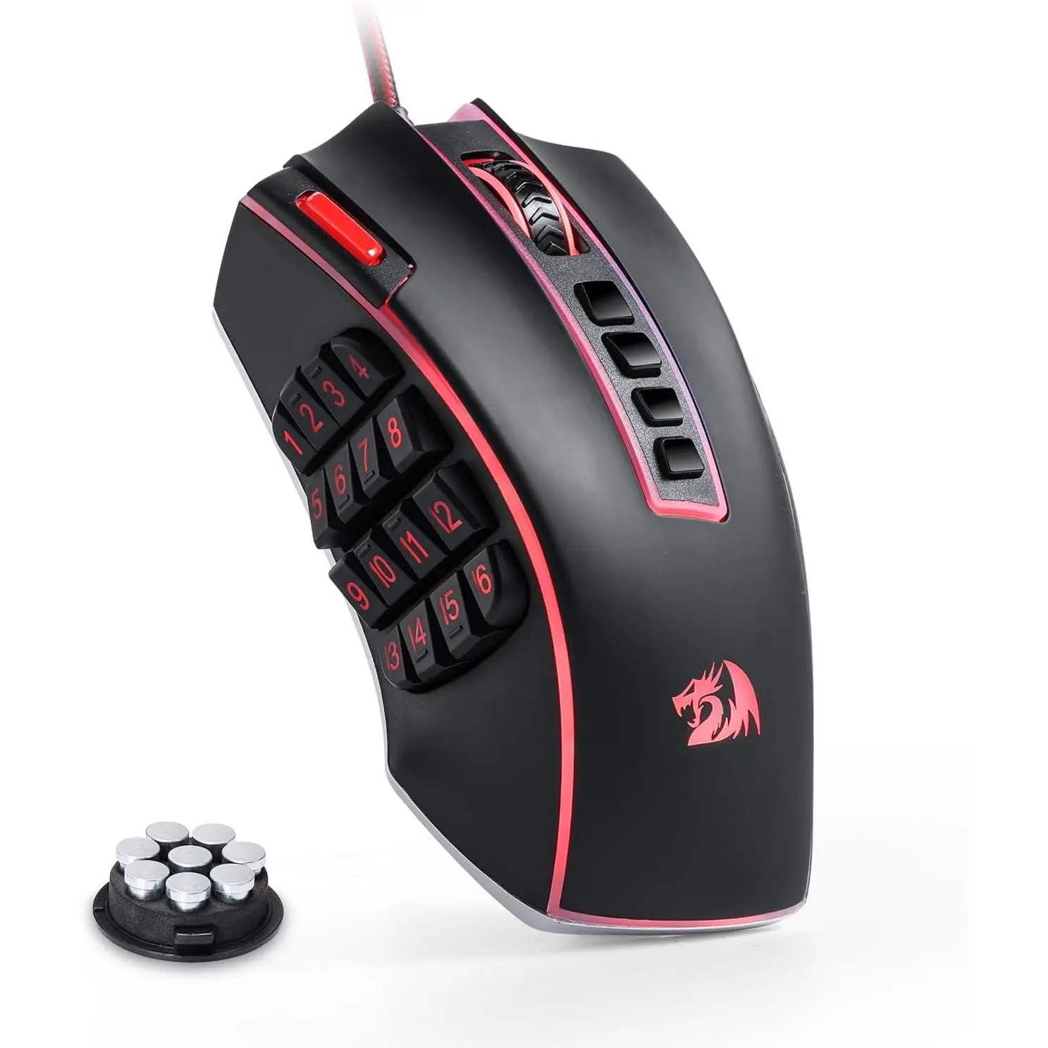 M908 Model Wired RGB Lighting MMO Gaming Mouse, 24000 DPI, High Sensitivity, Button Remapping Function