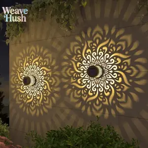 Solar Outdoor Waterproof Wall Lantern with Mandala Pattern, Wrought Iron Decorative Wall Sconce, Motion Sensor Garden Light for Villa, Patio & Yard, Warm Glow Hanging Lamp for Outdoor Landscape & Pathway Lighting,summerwins