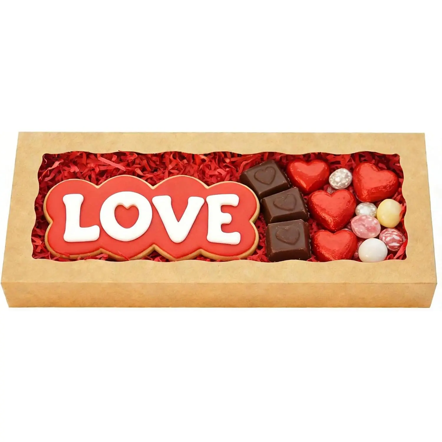 5 Pack 12 x 5 x 1.5 Inch Cookie Boxes with window Bakery Boxes |  Boxes Strawberry Boxes for Wedding Party, Valentine's sweet dessert packaging, Christmas Thanksgiving baking containers
