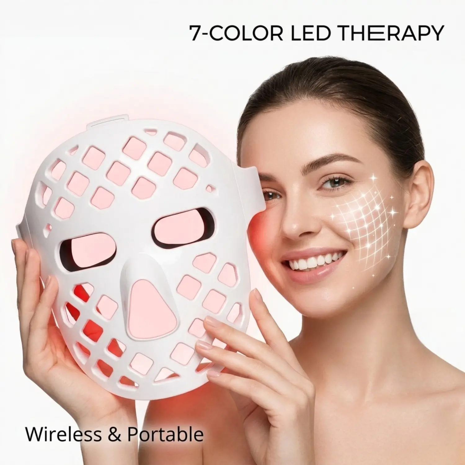 LED Light Therapy Mask, Cordless Beauty Mask, Near Infrared Red Light Therapy for Face to Reduce Wrinkle and Glow Skin, Breathable Portable Red Blue Light Dual Nir Wireless Led Mask Facial Skincare Device, Perfect Gift for Girldfreind Momen Mother
