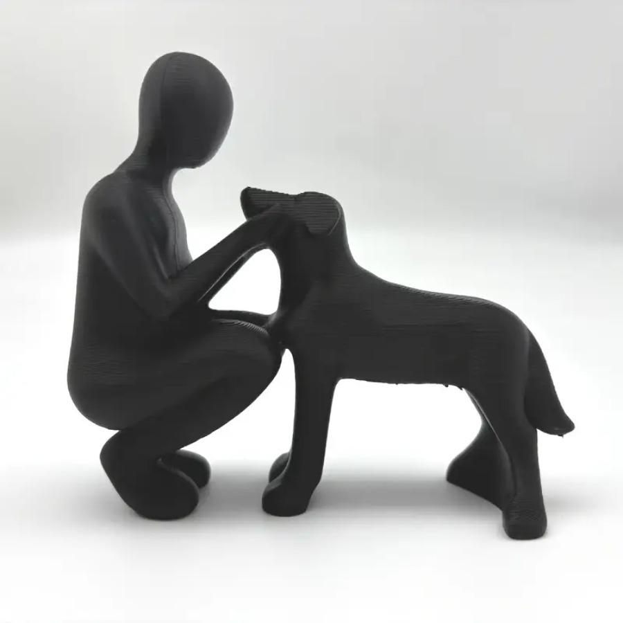 Man & Dog Friendship Statue, Dog Lover Desk Decor, Pet Memorial Gift