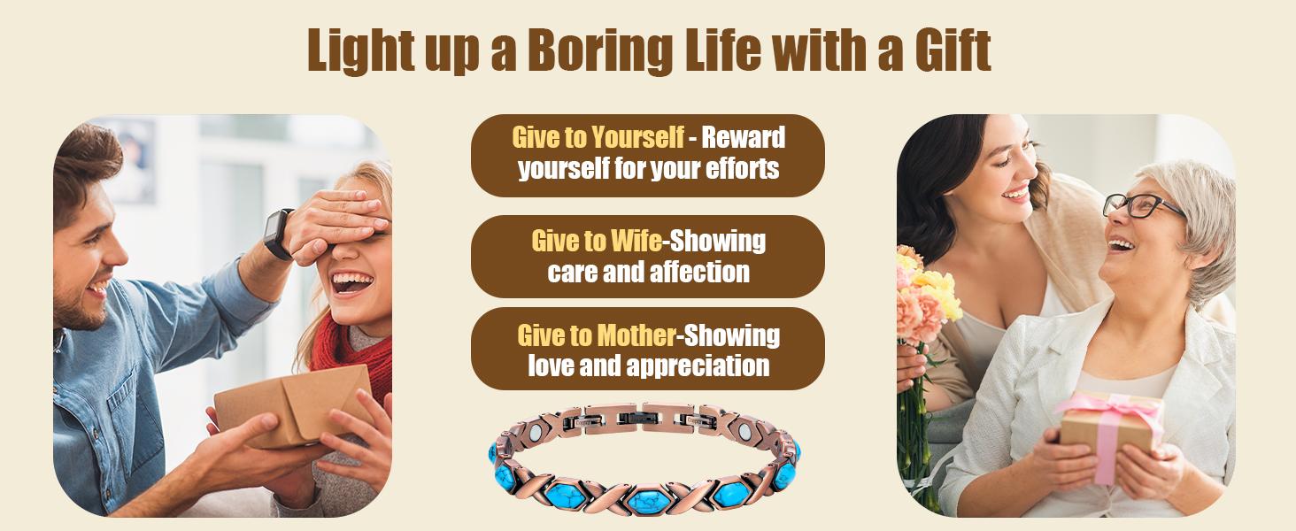 Jecanori Copper Bracelet for Women,Pure Copper Magnetic Bracelets,Natural Unique Gemstone,Gifts for Women Trendy Stack Bangle Elegant Minimalist Bangle SpringStatements