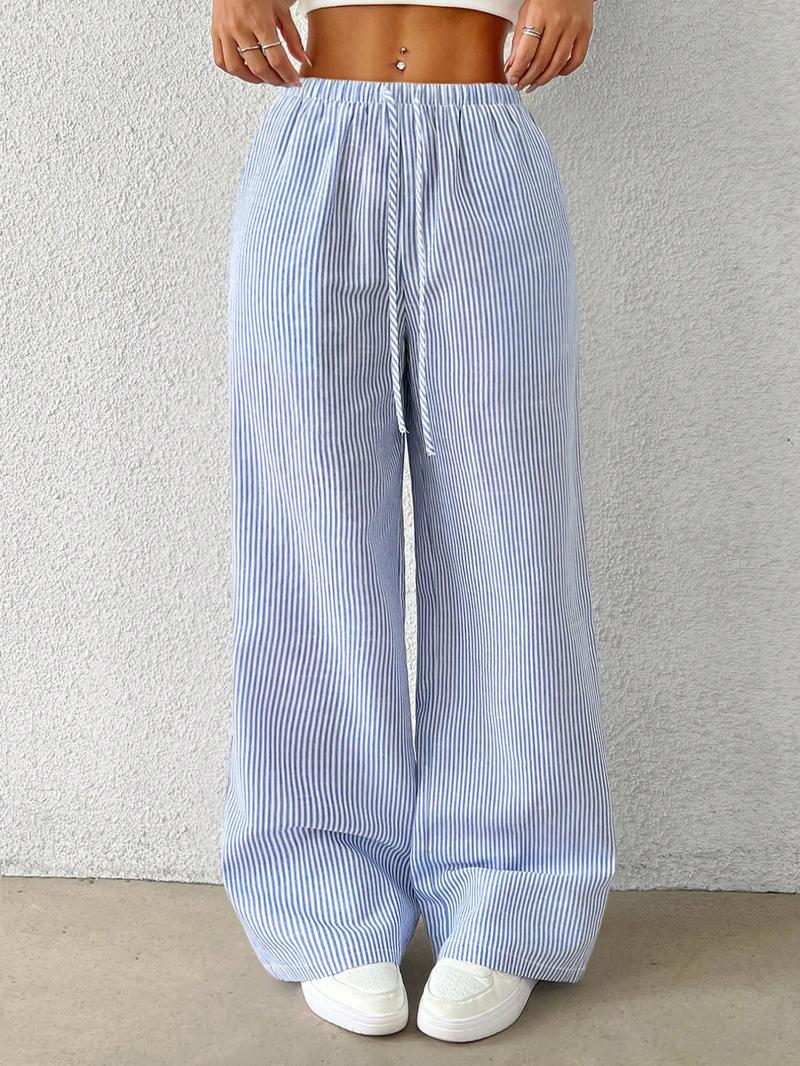 Women's Striped Print Loose Pants, Casual Comfy Wide Leg Trousers for Summer, Women's Bottoms for Daily Wear, Wideleg Womenswear, Lady