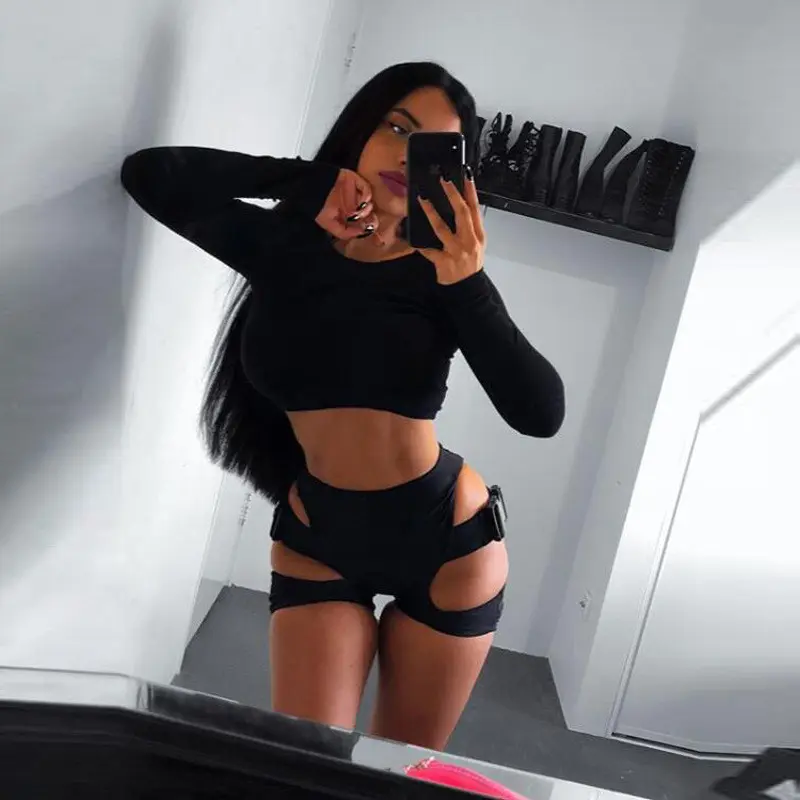 Women's Sexy Cutout High-Waist Stretch Fabric Retro Activewear Booty Shorts - Female Sports Shorts for Gym, Yoga, Club Night Out, Shorts For Women