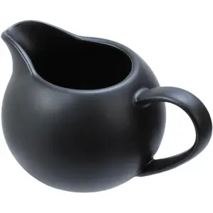 Ceramic Simple Creamer with Handle, Small Coffee Milk Creamer Pitcher 8oz Black