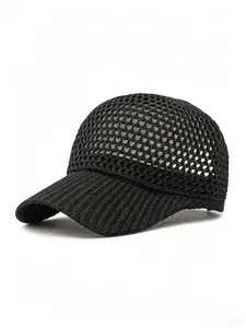 Unisex Hollow Mesh Baseball Cap, Breathable Adjustable UV Protection Sun Visor Hat, Outdoor Headwear for Fishing Hiking Beach Summer Activities