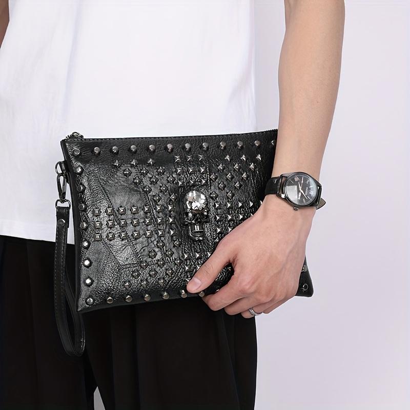 New style men's bag, fashionable and versatile women's bag, rivet envelope clutch, small bag, large capacity hand-held bag