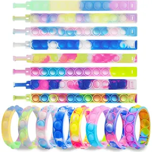 16 Pcs Pop Bubble Bracelet Fidget Toys, Pop Wristband Fidget Bulk Toy for Party Favors Halloween Christmas Valentine Gifts Students Gifts Easter Egg Basket Stuffer Classroom Prizes Goodie Bag for Kidsfidget toys