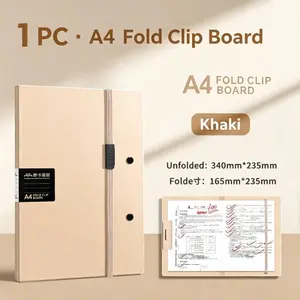 1Pc Foldable A4 Secretary Clipboard, Elegant Business Style, Portable Foldable Design, Firm Clip, Stores Exam Papers & Contracts, Multi-functional File Holder For Student Writing & Outdoor Office Use