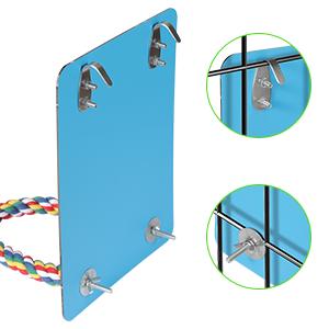 7" Bird Mirror with Rope Perch Bird Toys Swing, Comfy Perch for Greys Amazons Parakeet Cockatiel Conure Lovebirds Finch Canaries