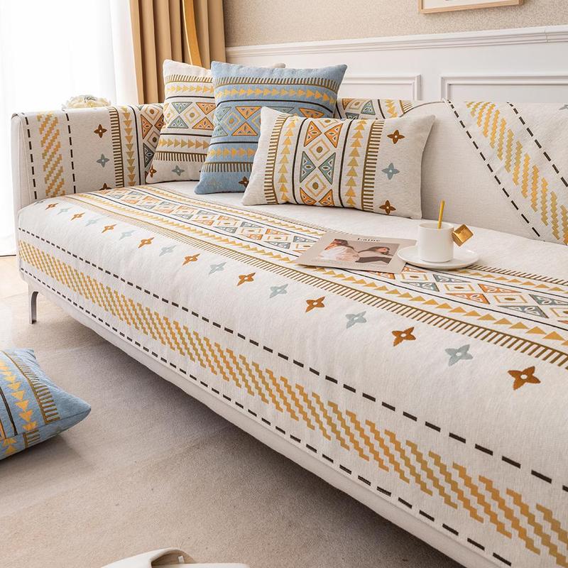 Boho Style Sofa Cover, Washable Sofa Slipcover, 1 Count Non-slip Sofa Towel/Pillowcase without Filler, Reusable Washable Sofa Protector for Home Living Room #TOP PICKS
