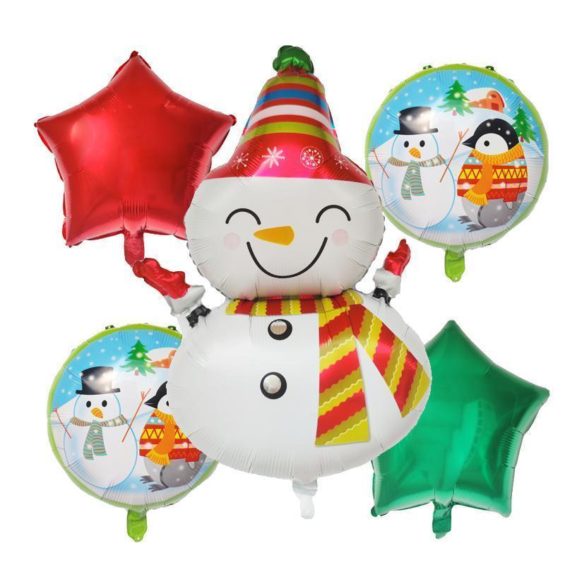 5pcs Merry Christmas Balloons Decoration Cute Snowman Santa Xmas Tree Balloon For New Year 2025 Home Ornaments Globos Noel Gifts