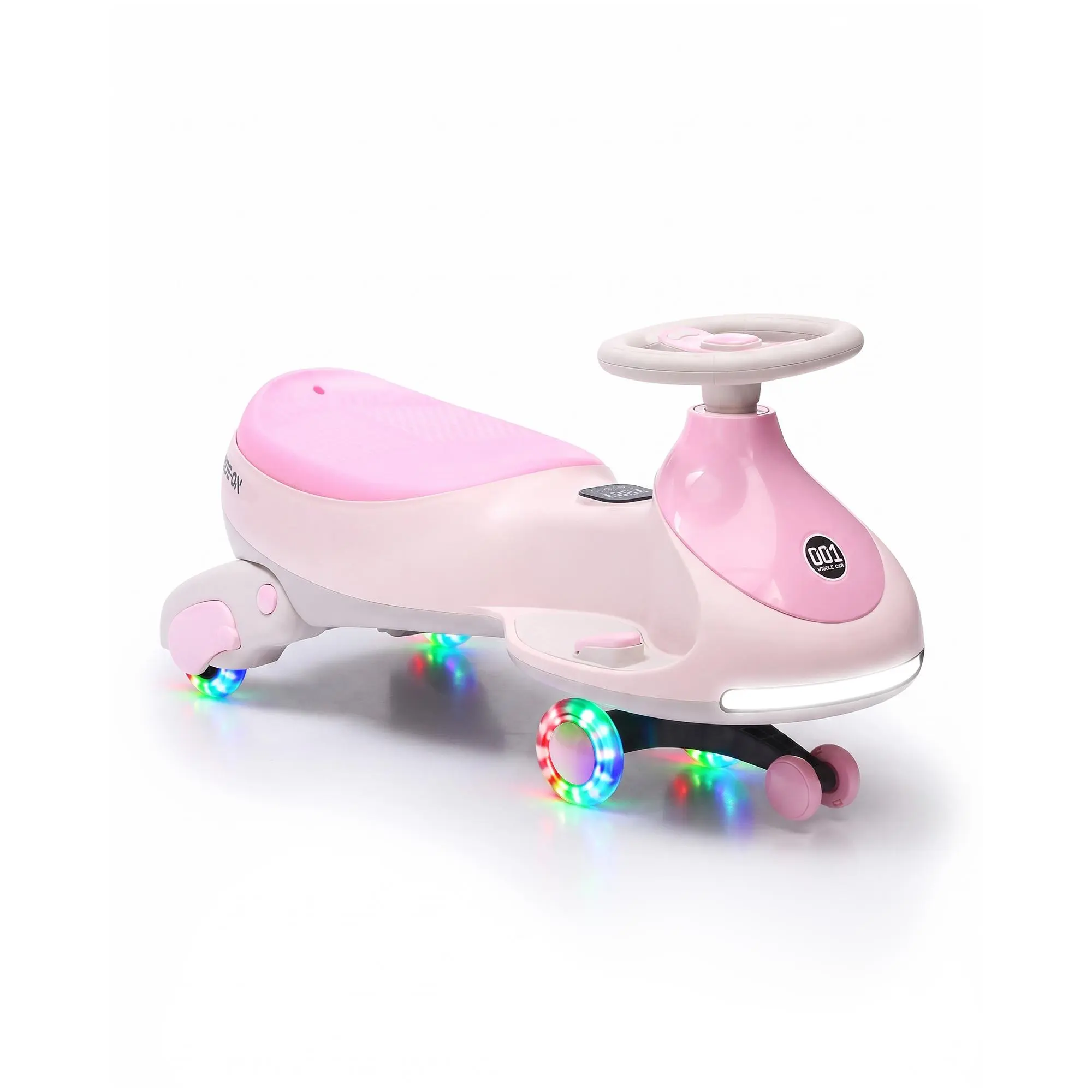 Garvee 12V Electric Wiggle Car for Kids, 2-in-1 Swing Ride-On w/ Pedal - 360° Steering - Flashing Wheels & Music - Rechargeable Indoor/Outdoor - Anti-Rollover, White